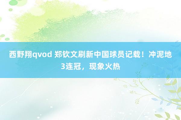 西野翔qvod 郑钦文刷新中国球员记载！冲泥地3连冠，现象火热
