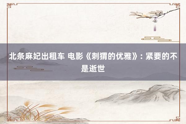 北条麻妃出租车 电影《刺猬的优雅》: 紧要的不是逝世